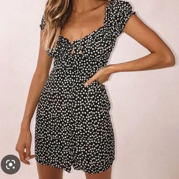 Polly Black Floral Marion Mini Dress - Picture 9 of 9